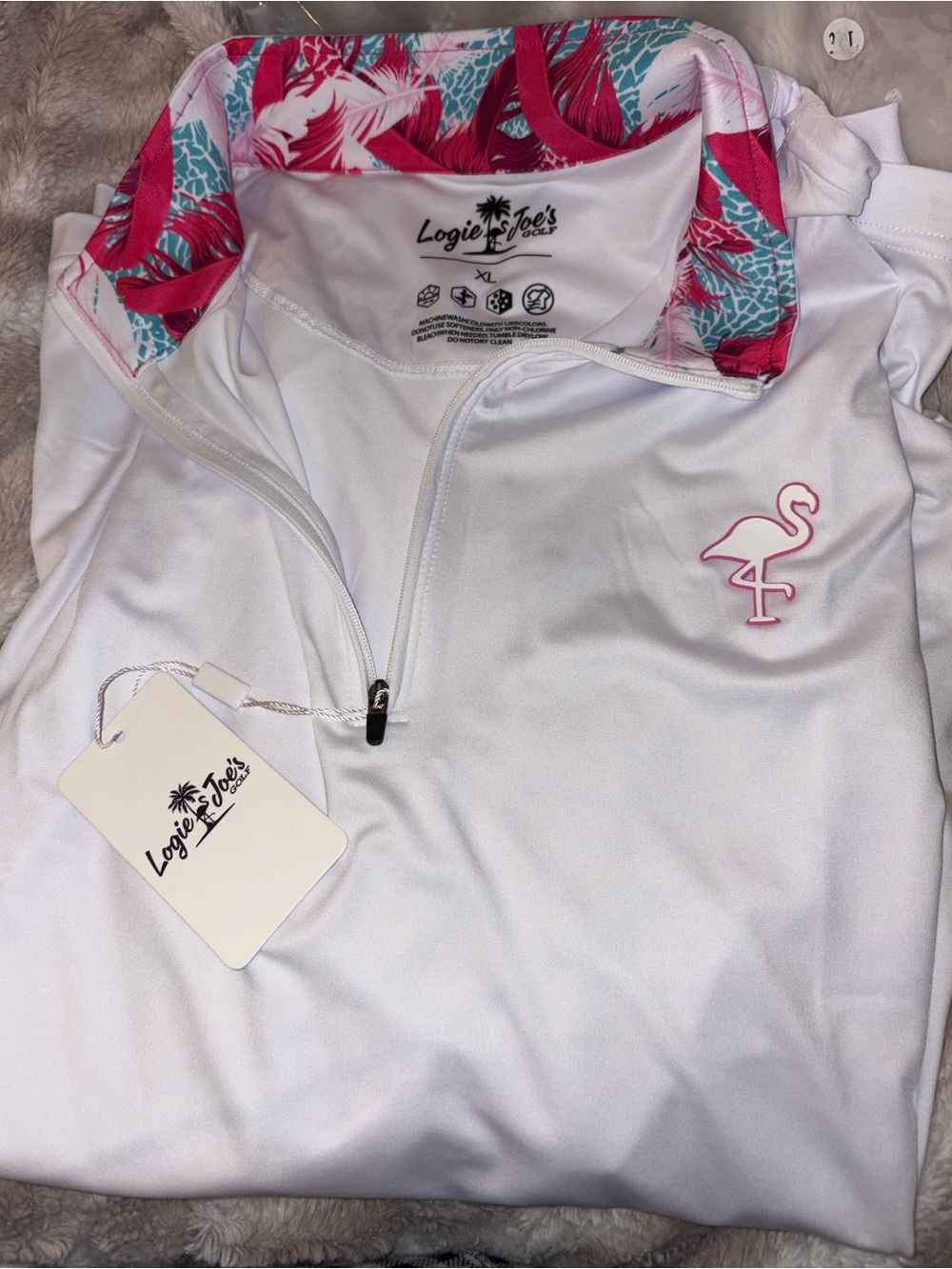 Joe's Jeans White Swim Coverup with Pink & Aqua Trim
